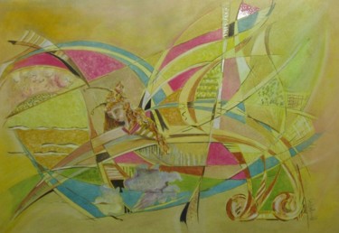 Malerei mit dem Titel "LANDING" von Yorgos Maryelis, Original-Kunstwerk, Tempera