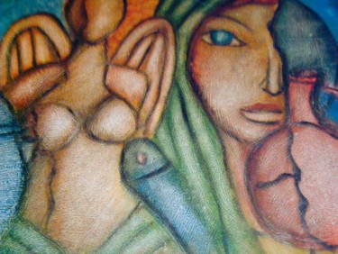 Painting titled "angel para un final" by Oscar Franco, Original Artwork