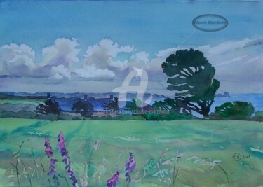 Abord de la rade de Brest: le goulet et la pointe du Toulinguet Peinture intitulée "Abord de la rade de…" par Claude Marchalot, Œuvre d'art originale, Aquarelle