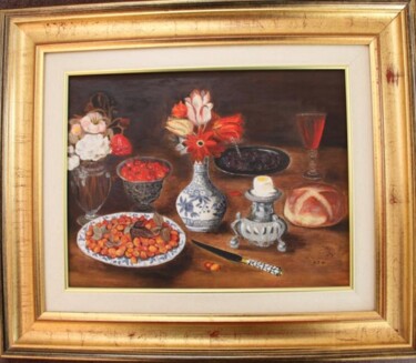 Painting titled "Nature morte XVIème…" by Myriam Thomas, Original Artwork
