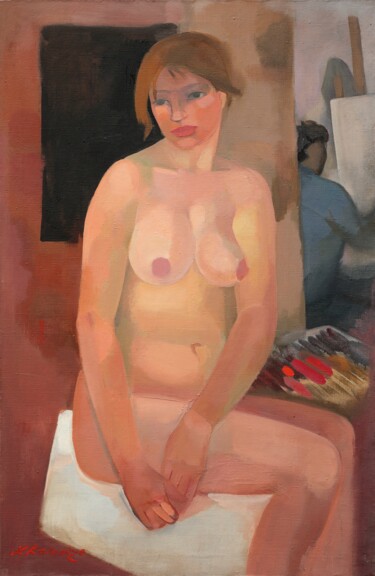 Painting titled "In studio" by Laine Kainaize, Original Artwork, Oil