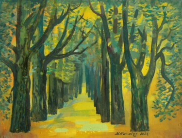 Painting titled "Manor street" by Laine Kainaize, Original Artwork, Oil