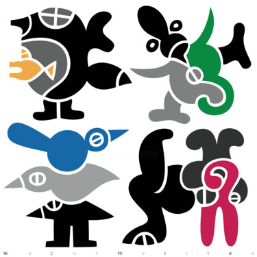 Dreh- und Wendewesen | Rotary And Turnaround Creatures 数字艺术 标题为“Dreh- und Wendewese…” 由Bernd Wachtmeister, 原创艺术品, 2D数字工作