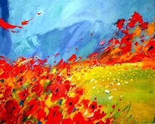 Peinture intitulée "Les coquelicots" par Catherine Suchocka, Œuvre d'art originale, Huile