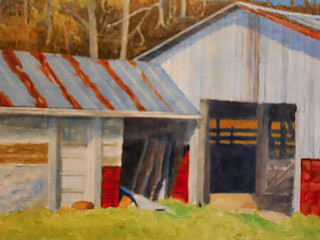 Ζωγραφική με τίτλο "Barn in Alexander,…" από Bob Hudson, Αυθεντικά έργα τέχνης
