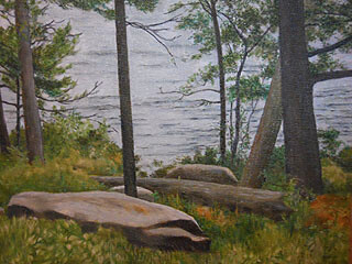 Ζωγραφική με τίτλο "Muskoka Cottage" από Bob Hudson, Αυθεντικά έργα τέχνης