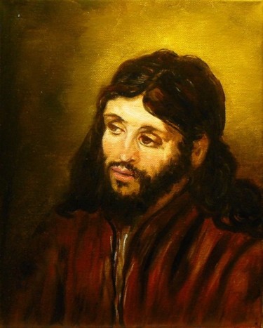 Peinture intitulée "Tête de Christ d'ap…" par Mog, Œuvre d'art originale, Huile