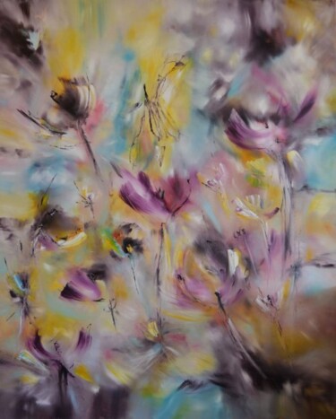 Peinture intitulée "La clef des champs" par Muriel Cayet, Œuvre d'art originale, Huile Monté sur Châssis en bois