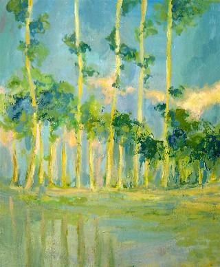 Peinture intitulée "Au bord de l'eau" par Catherine Suchocka, Œuvre d'art originale