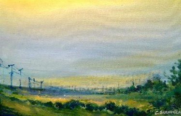 Peinture intitulée "Au lever du jour" par Catherine Suchocka, Œuvre d'art originale