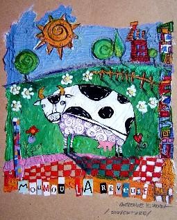 Peinture intitulée ""Moumou la Rêveuse"" par Catherine Suchocka, Œuvre d'art originale, Huile