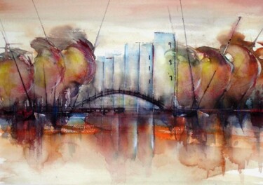 Painting titled "Ocres et reflets." by Bernard Courtalon (courtaloni), Original Artwork, Oil