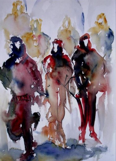 Peinture intitulée "La balade." par Bernard Courtalon (courtaloni), Œuvre d'art originale, Huile