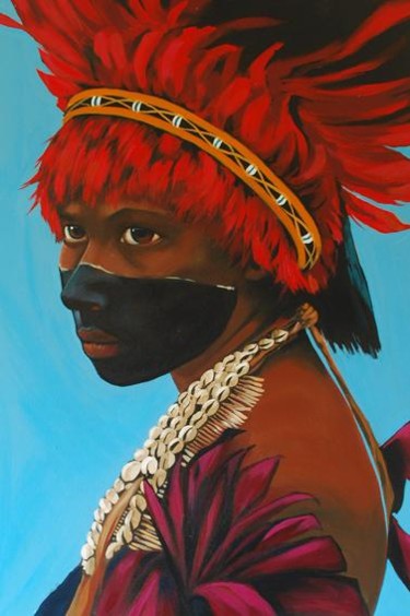 Painting titled "Morobe Meri" by Penelope Casey, Original Artwork, Oil