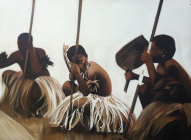 Painting titled "Meke Boys, Fiji" by Penelope Casey, Original Artwork
