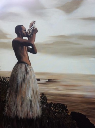 Painting titled "Fiji Davui Shell" by Penelope Casey, Original Artwork, Oil