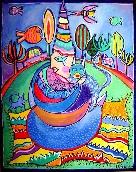 Peinture intitulée "Tapis volant" par Catherine Suchocka, Œuvre d'art originale