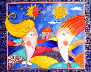 Peinture intitulée "Toi et moi" par Catherine Suchocka, Œuvre d'art originale