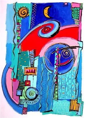 Peinture intitulée "Le soleil et la lune" par Catherine Suchocka, Œuvre d'art originale