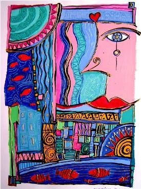 Peinture intitulée "Les poissons rouges" par Catherine Suchocka, Œuvre d'art originale