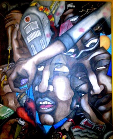 Painting titled "the crash" by Helene, Original Artwork