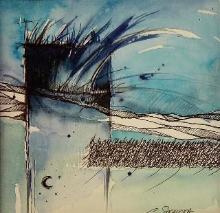 Peinture intitulée "Petit bleu" par Catherine Suchocka, Œuvre d'art originale
