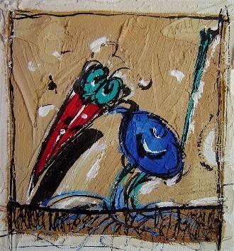 Peinture intitulée "Petit oiseau" par Catherine Suchocka, Œuvre d'art originale