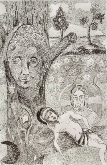 Peinture intitulée "l'éveil" par Evelyne Hervé, Œuvre d'art originale