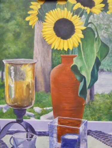 Ζωγραφική με τίτλο "Sunflowers" από Bob Hudson, Αυθεντικά έργα τέχνης