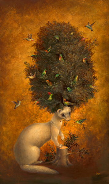 Pyramid with Weasel. Original painting