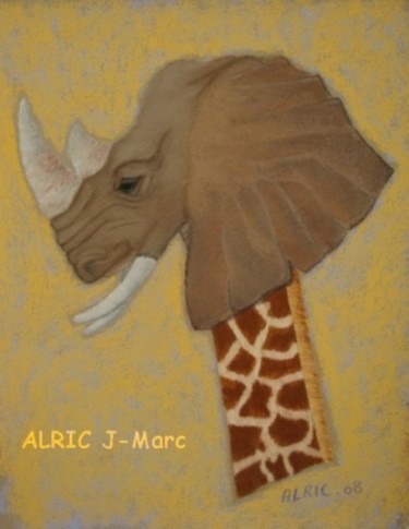 Dessin intitulée "Animal insolite Élé…" par Jean-Marc Alric, Œuvre d'art originale, Pastel