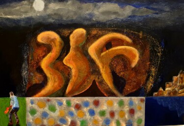 Painting titled "Night scene" by Erik Nordström, Original Artwork, Acrylic