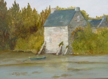 Painting titled ""Le vieux moulin su…" by Solange Palacios Dupont, Original Artwork, Oil