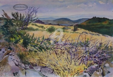 Peinture intitulée "Montesinho, paysage…" par Claude Marchalot, Œuvre d'art originale, Aquarelle