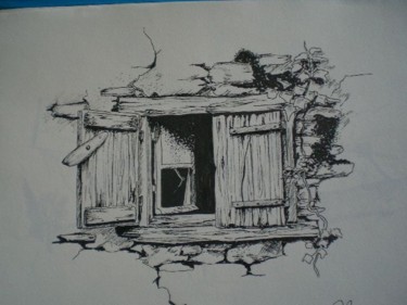 Dessin intitulée "fenetre esparros" par Mickael Thébault, Œuvre d'art originale