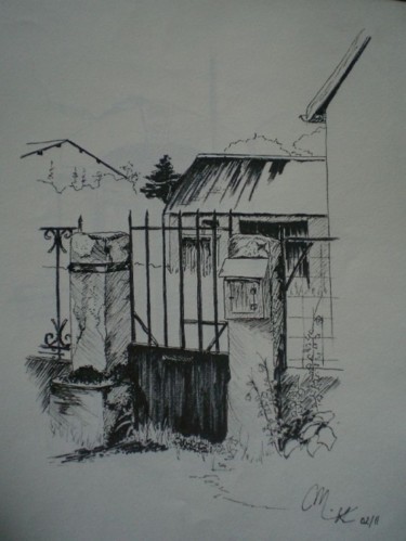 Dessin intitulée "la serre de bourg 2" par Mickael Thébault, Œuvre d'art originale