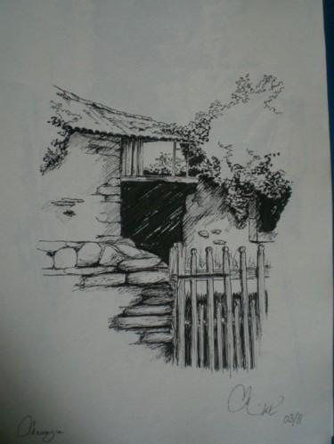 Dessin intitulée "mauvezin" par Mickael Thébault, Œuvre d'art originale