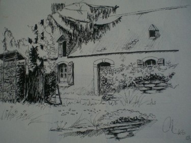 Dessin intitulée "la bastide" par Mickael Thébault, Œuvre d'art originale