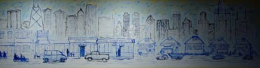 Painting titled "city mural" by Piotr, Original Artwork