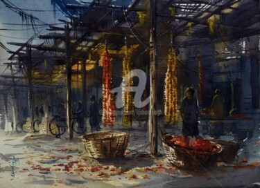 Painting titled "Hyderabad_gudimalka…" by Kishore Singh, Original Artwork, Oil