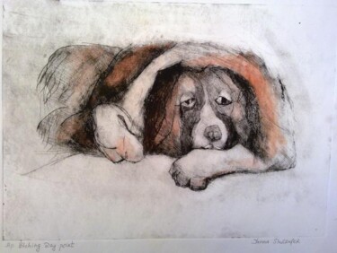 Printmaking titled "Dog" by Janna Shulrufer, Original Artwork, Engraving