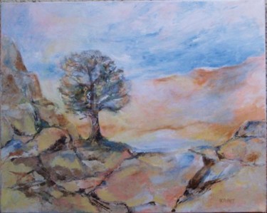 Peinture intitulée "solitaire... témoin…" par Anne-Frédérique Ferret, Œuvre d'art originale, Huile