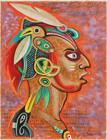Peinture intitulée "YOUNG IROQUOIAN" par Jean-Luc Osswald, Œuvre d'art originale, Acrylique