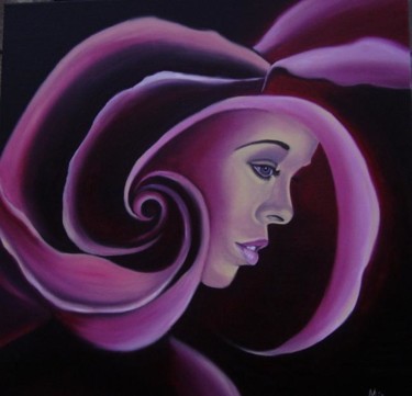 Peinture intitulée "Heart of rose" par Alix, Œuvre d'art originale, Huile