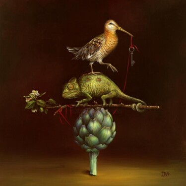 Pyramid with Chameleon - Original painting