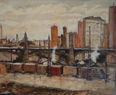 Peinture intitulée "Le Train" par Jeanne-Marie Delbarre, Œuvre d'art originale, Acrylique Monté sur Châssis en bois