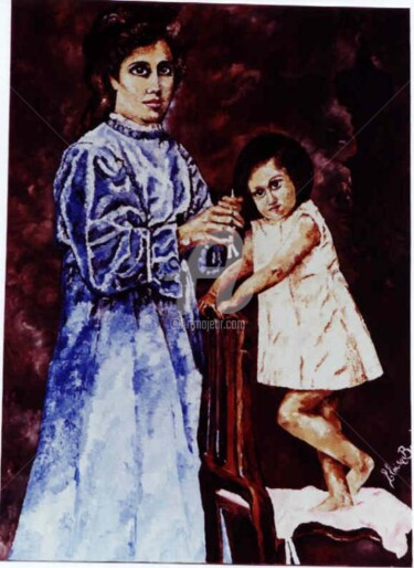 Peinture intitulée "MULHER   E  MENINA" par Eloisa Benitez Millan, Œuvre d'art originale, Huile