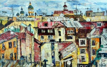 Painting titled "SPB roofs_2" by Natalia Veneva, Original Artwork, Oil