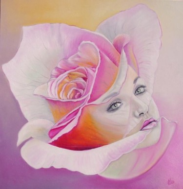 Peinture intitulée "Ode à la rose" par Alix, Œuvre d'art originale, Huile