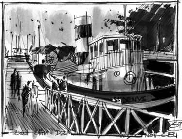 图画 标题为“Le St Denys au port…” 由Gilbert Tymen, 原创艺术品, 标记